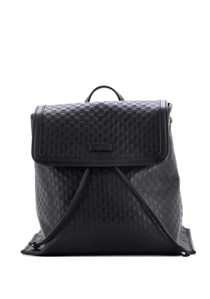 Gucci Pre-Owned Drawstring Flap Microguccissima Leather Medium backpack - Black