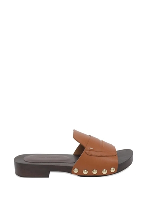 ANGEL ALARCON studded round toe sandals - Brown