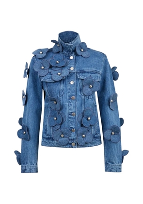 David Koma flower-embellishment denim jacket - Blue