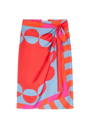 DRIES VAN NOTEN printed wrap midi skirt - Red