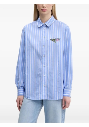 Desigual striped floral-detail shirt - Blue