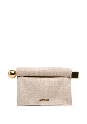 Jacquemus Pre-Owned 2010-2025 Croc Printed Denim La Pochette Rond Carre clutch bag - Neutrals