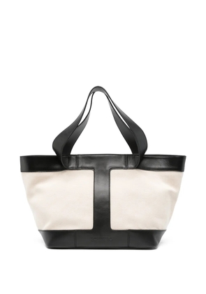 Iceberg large leather-panelled canvas shoulder bag - Neutrals