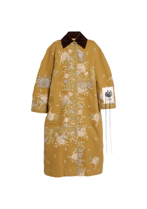 ERDEM floral-embroidered crystal-embellished coat - Yellow