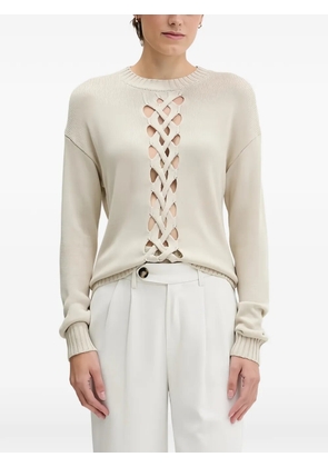 Sisley lattice-detailing fine-knit sweater - Neutrals
