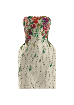 Gemy Maalouf embroidered strapless mini dress - Neutrals