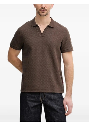 Joop! textured v-neck polo shirt - Brown