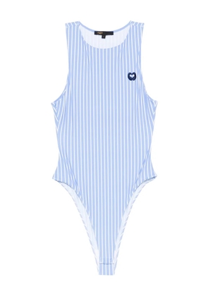 Maje striped-pattern logo-embroidered bodysuit - Blue