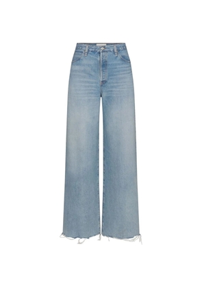 FRAME Colligiate frayed hem wide-leg jeans - Blue