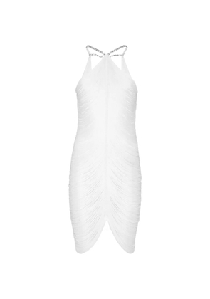 Philipp Plein draped fringe mini dress - White