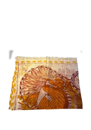 Friendly Hunting printed fringed scarf - Neutrals