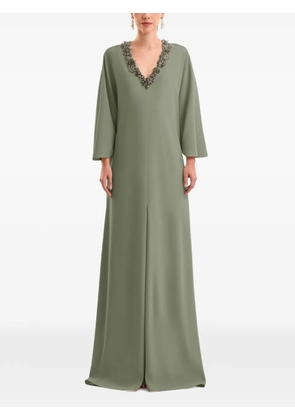 Gemy Maalouf beaded V-neck maxi dress - Green