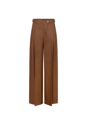 Elisabetta Franchi straps palazzo trousers - Brown