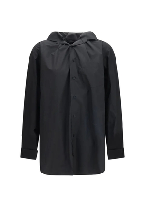 ALAINPAUL elasticated-collar long-sleeved shirt - Black