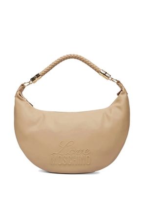 Love Moschino logo-detail braided-handle tote bag - Neutrals