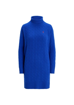 Polo Ralph Lauren cable-knit roll-neck mini dress - Blue