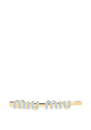 Miu Miu logo-plaque hair clip - Gold