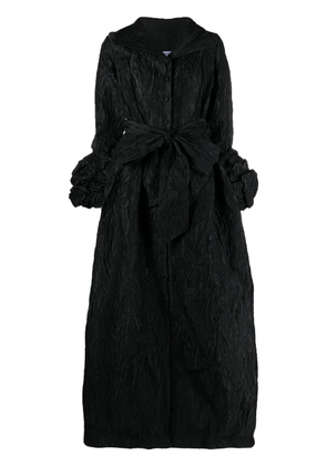 Baruni gathered-sleeve shimmer belted gown - Black