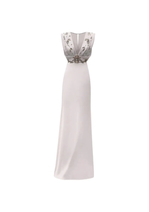 Gemy Maalouf V-neckline embellished maxi dress - Neutrals