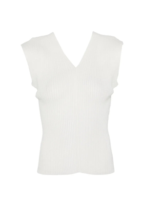 Amomento V-neck ribbed top - White