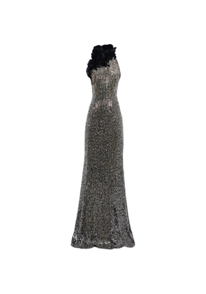 Gemy Maalouf open-back floral-detail maxi dress - Silver