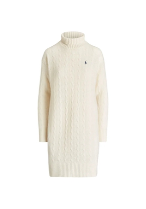 Polo Ralph Lauren cable-knit roll-neck mini dress - Neutrals