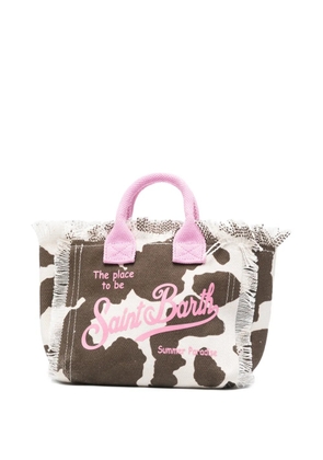 MC2 Saint Barth cow-print frayed shoulder bag - Brown