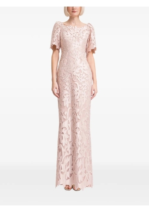Gemy Maalouf embroidered satin long dress - Pink
