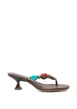Pedro Miralles bead-embellishment sandals - Brown
