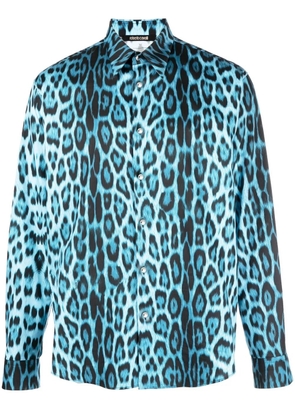 Roberto Cavalli jaguar print cotton shirt - Blue