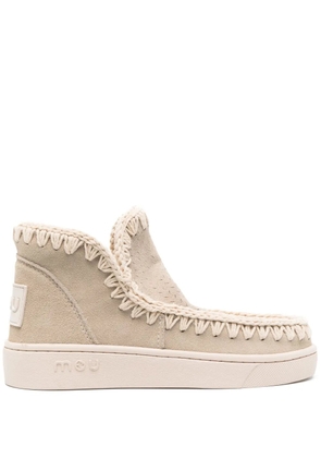 Mou crochet-trim suede sneakers - Neutrals