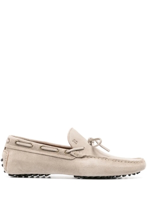 Boggi Milano logo-debossed suede boat loafers - Neutrals