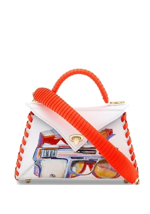 Tyler Ellis x Matt Rogers small Hand Painted leather handbag - White