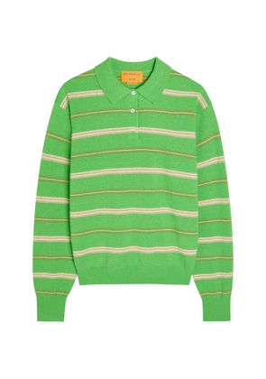Guest In Residence Collegiate striped cashmere polo jumper - Green
