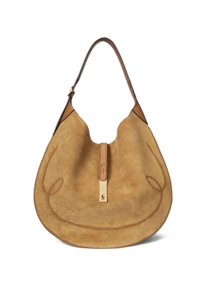 Polo Ralph Lauren Polo ID Western suede stitched shoulder bag - Neutrals