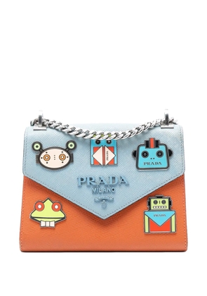Prada Pre-Owned 2013-2026 Bicolor Saffiano Cuir Monochrome Robot Patches Envelope Chain Flap crossbody bag - Blue