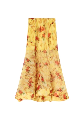 GANNI floral-print maxi skirt - Yellow