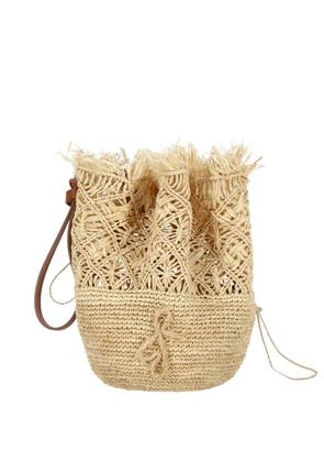 Ruslan Baginskiy fringed woven bucket bag - Neutrals