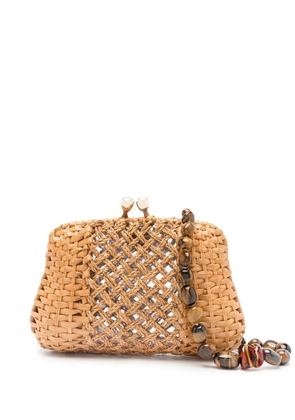 SERPUI Blair woven-wicker clutch bag - Brown