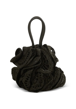 FARM Rio raffia flower tote bag - Black