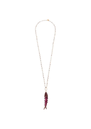 BLAKLACE beaded fish pendant necklace - Silver