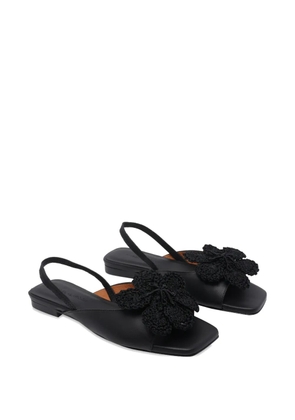 ANGEL ALARCON flower square-toe slingback - Black