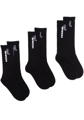 HommeGirls three-pack intarsia-logo socks - Black