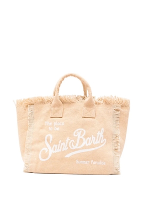 MC2 Saint Barth Colette frayed logo-print tote bag - Neutrals