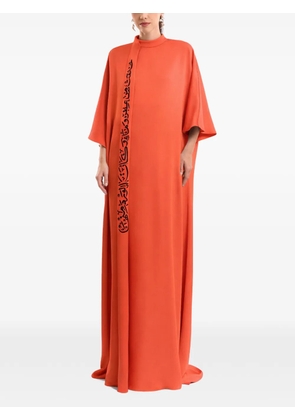 Gemy Maalouf Calligraphy stand-collar maxi dress - Orange