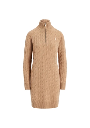 Polo Ralph Lauren cable-knit zip-neck mini dress - Neutrals