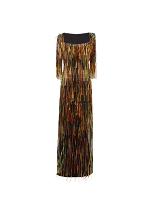 Gemy Maalouf square-neck fringed maxi dress - Black