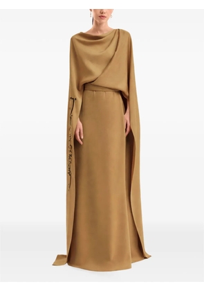 Gemy Maalouf Calligraphy cowl-neck maxi dress - Brown
