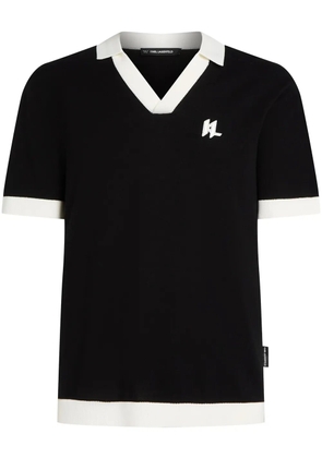 Karl Lagerfeld contrasting trim polo shirt - Black