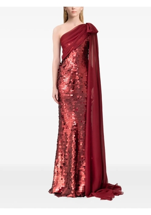 Gemy Maalouf sequinned cape-sleeve maxi dress - Red